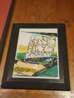 Zeefdruk Ella Joosten gesigneerd 1990 kaart landkaart, Ophalen