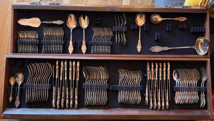 Robbe & Berking verzilverd bestek – 122-delig bestek, Antiek en Kunst, Antiek | Bestek, Ophalen