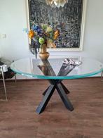 Eettafel 140 rond 1.5cm dikke glasplaat, Huis en Inrichting, Tafels | Eettafels, Ophalen, Rond, Vijf personen of meer, Modern