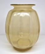 A.D. Copier Leerdam amber craquelé vaas Sonoor groot 1950., Ophalen of Verzenden