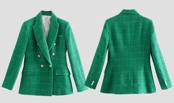 Groen geruit dames colbert vrouwen blazer jasje netjes  beschikbaar voor biedingen