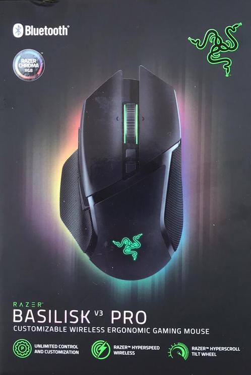 RAZER BASILISK V3 PRO COMPUTERMUIS, Computers en Software, Muizen, Zo goed als nieuw, Muis, Rechtshandig, Draadloos, Ergonomisch