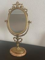 Vintage victoriaanse messing tafelspiegel op marmeren voet, Antiek en Kunst, Antiek | Spiegels, Verzenden, Ovaal, Minder dan 50 cm