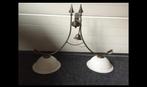 Luxe Hanglamp bruin/brons pijlen met witte glazen kappen, Ophalen, Zo goed als nieuw, Klassiek, landelijk, hotel chic