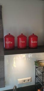 Rood emaille koffie thee suiker, Antiek en Kunst, Antiek | Emaille, Ophalen of Verzenden