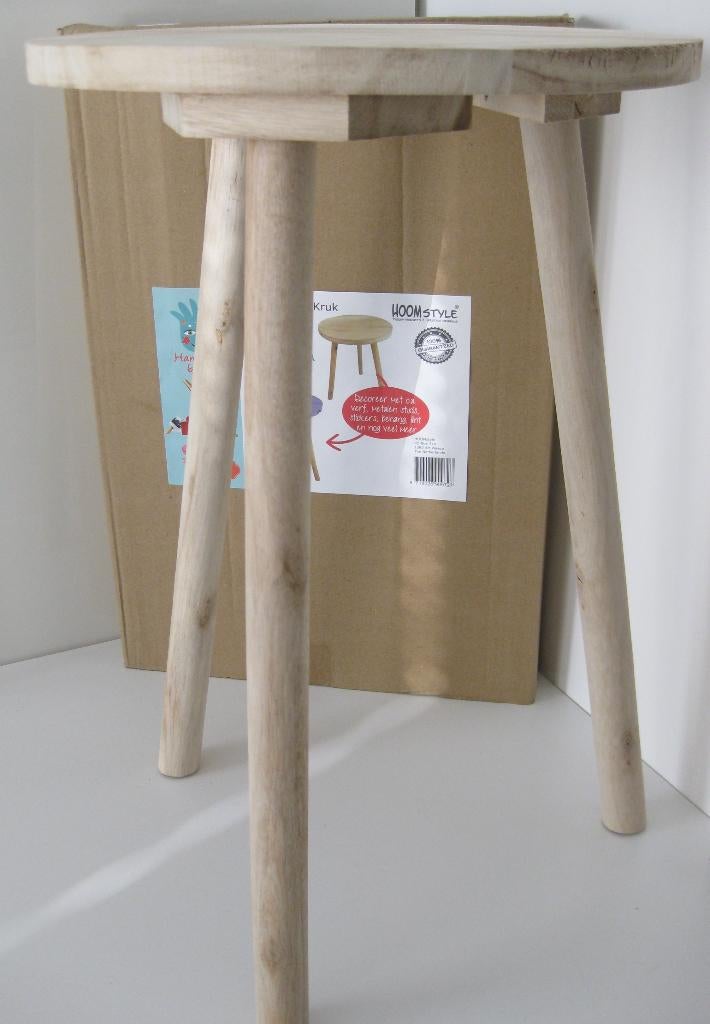 Hoomstyle Kruk / Bijzettafel "Thomas" 46,5 cm x 30 cm Nieuw, Ophalen of Verzenden, Nieuw, Hout