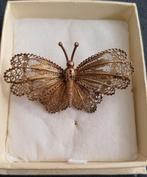 antieke zilver vergulde broche vlinder filigrain, Minder dan 4 cm, Ophalen of Verzenden, Zo goed als nieuw, Goud