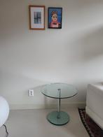 Metaform glazen en chromen design bijzettafel, Minder dan 55 cm, Rond, Glas, Gispen