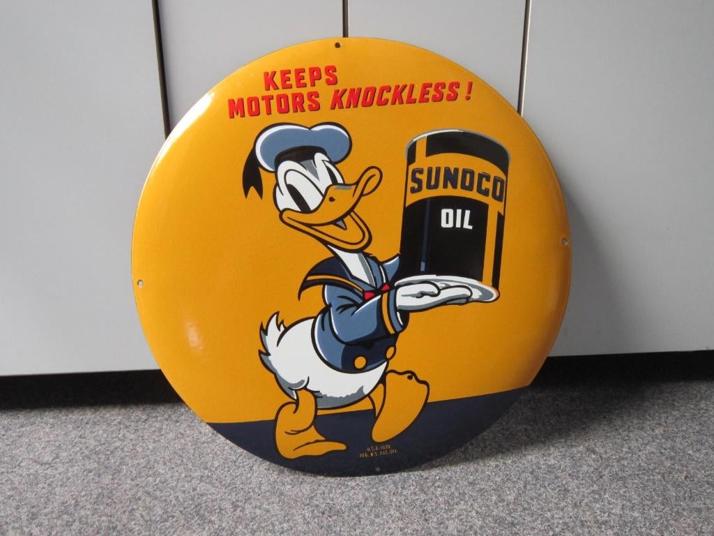 SUNOCO OIL EMAILLE RECLAMEBORD., Verzamelen, Ophalen, Zo goed als nieuw, Reclamebord