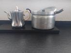 Vintage alu-pan en theepot rvs, Huis en Inrichting, Keuken | Potten en Pannen, Ophalen of Verzenden, Gebruikt, Aluminium