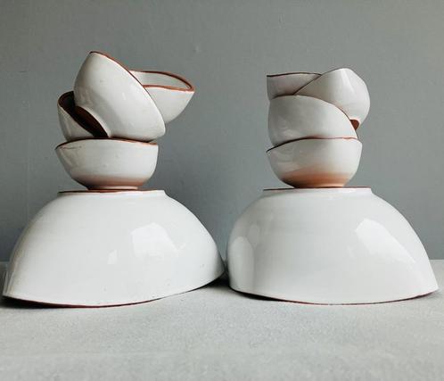 Pindaset / snackset sixties keramiek schaal schaaltjes wit, Antiek en Kunst, Antiek | Keramiek en Aardewerk, Ophalen of Verzenden