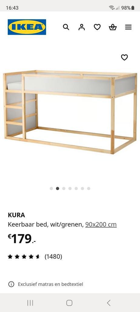 Kura hoogslaper, Huis en Inrichting, Slaapkamer | Stapelbedden en Hoogslapers, Zo goed als nieuw, Hoogslaper, 90 cm, 200 cm, Eenpersoons