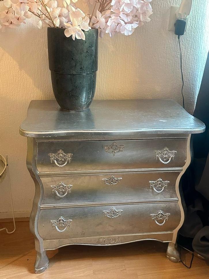 Zilverkleurig ladekastje, Huis en Inrichting, Kasten | Dressoirs, Gebruikt, Minder dan 50 cm, 25 tot 50 cm, Met lade(s), Metaal