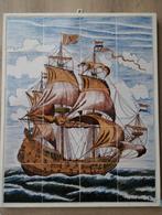 Delfts blauw tegeltableau met schip, Ophalen of Verzenden