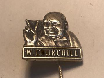 Metalen WINSTON CHURCHILL VREDESTEKEN Speld (Metaalkleur). beschikbaar voor biedingen