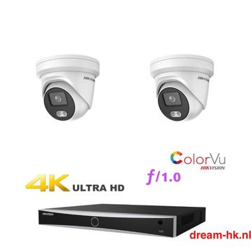 8MP ColorVu Hikvision IP PoE set/NVR+2x 8MP ColorVu camera beschikbaar voor biedingen