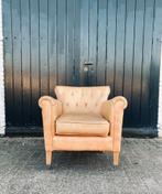 Camel kleurige Rivièra Maison chesterfield fauteuil, Ophalen, Gebruikt, 50 tot 75 cm