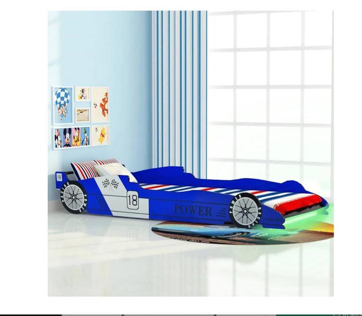 Kinderbed raceauto, blauw 90x200 cm, Children's bed blue, Kinderen en Baby's, Kinderkamer | Bedden, Gebruikt, 180 cm of meer, 85 tot 100 cm