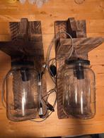 Set van 2 rustieke wandlampen, Huis en Inrichting, Lampen | Wandlampen, Ophalen, Gebruikt, Glas, Rustiek