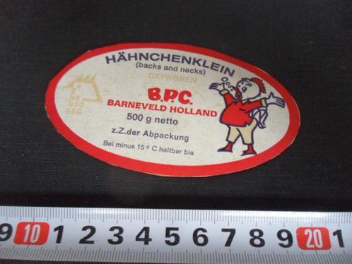sticker barneveld BPC hähnchenklein backs and necks gefroren, Verzamelen, Stickers, Zo goed als nieuw, Bedrijf of Vereniging, Ophalen