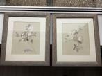 Te koop. 2 leuke lijsten met bloemprenten. Lijst goud/grijs., Minder dan 50 cm, Ophalen of Verzenden, Minder dan 50 cm, Print