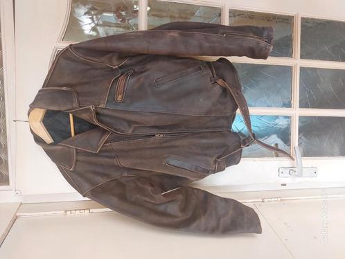 Zwaar ruwe leren jack vintage., Kleding | Heren, Jassen | Winter, Zo goed als nieuw, Maat 56/58 (XL), Bruin, Verzenden