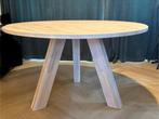 Ronde eikenhouten eettafel - WOOOD - 129cm, Ophalen, Gebruikt, Vier personen, 100 tot 150 cm