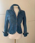 Jeans jasje blazer 36 S blauw spijker / bruin beige blauw, Kleding | Dames, Jasjes, Kostuums en Pakken, Jasje, Blauw, Ophalen of Verzenden