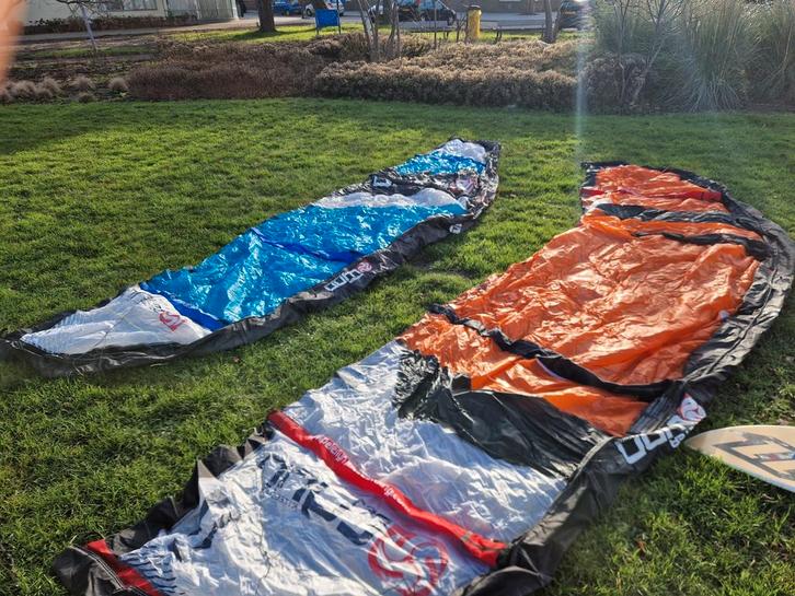 Kitesurf Set: 2 Kites, Bar en Board, Watersport en Boten, Kitesurfen, Gebruikt, Kitesurf-set, 11 m², Directional, Ophalen