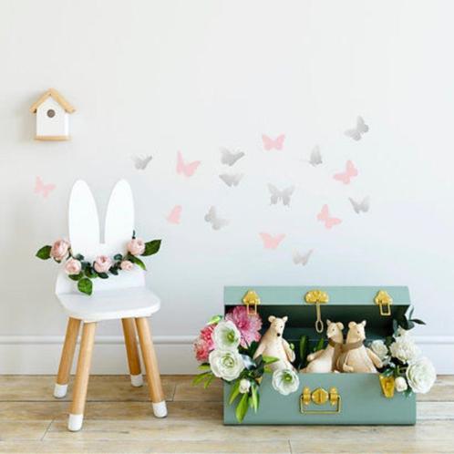 Muurstickers Stickers Vlinder Roze Zilver Pöm le Bonhom, Kinderen en Baby's, Kinderkamer | Inrichting en Decoratie, Nieuw, Wanddecoratie
