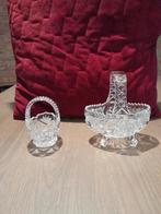 2 x Vintage Glas / Kristallen Bonbonschaaltje handvat mandje, Ophalen