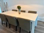 Houten eetkamer tafel met 6 gratis stoelen !!MOET WEG!!, Ophalen, Gebruikt, 200 cm of meer, 50 tot 100 cm