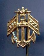 Anker met 2 vlaggen koper/blik speldje ( U_421 ), Verzamelen, Speldjes, Pins en Buttons, Verzenden, Zo goed als nieuw, Transport