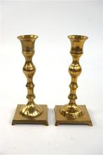2 vintage messing kandelaars, Antiek en Kunst, Antiek | Kandelaars, Ophalen of Verzenden, Overige materialen