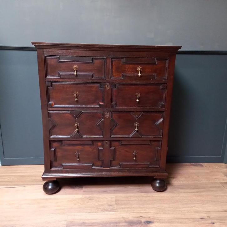 Antieke Engelse ladekast, Huis en Inrichting, Kasten | Ladekasten, Gebruikt, 100 tot 150 cm, 100 tot 150 cm, 25 tot 50 cm, Ophalen of Verzenden