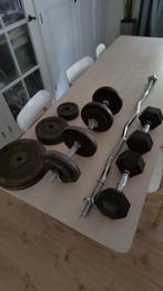 Dumbells met Curl Stang - Complete Set, Sport en Fitness, Gebruikt, Overige typen, Ophalen of Verzenden, Metaal