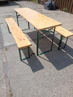 1x gebruikt bierbanken met tafel / picknicktafel, Tuin en Terras, Ophalen, Zo goed als nieuw, Rechthoekig