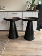 2 tafels van blik, Minder dan 55 cm, Rond, Zo goed als nieuw, Hout