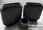 PTMD donkerbruine set bloempotten zware kwaliteit, Huis en Inrichting, Woonaccessoires | Vazen, Ophalen, Gebruikt