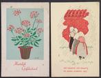Twee kaarten illustratie kind litho Hil Van Calcar De Ploeg, Ophalen of Verzenden, 1940 tot 1960, Ongelopen, Cultuur en Media