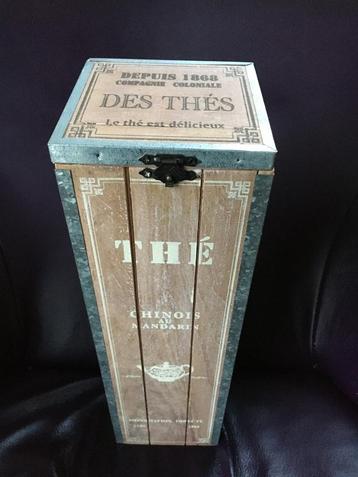 Nieuw theekist teakist theedoos Depuis 1868 hout H35x11x11 beschikbaar voor biedingen