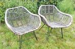 Rotan tuinstoelen 2 stuks - Rieten tuinset - Retro Botanisch, Ophalen, Gebruikt, Rotan
