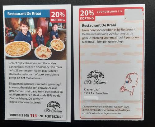 Restaurant De Kraai 20% korting, Tickets en Kaartjes, Kortingen en Cadeaubonnen