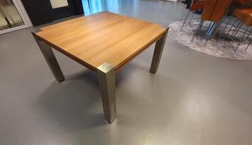 RVS design tafel, eettafel, eetkamertafel, massief eiken beschikbaar voor biedingen