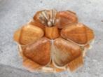 Vintage / Olijfhouten hapjesschaal met 6 schaaltjes, Ophalen of Verzenden, Gebruikt