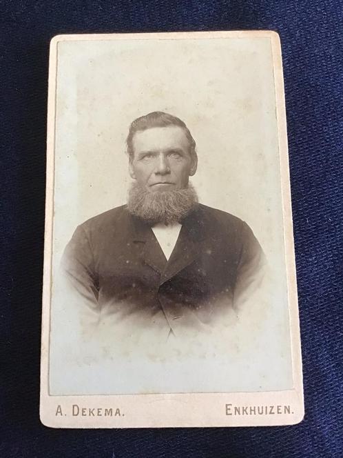 CDV, Man, A. Dekema, Enkhuizen, Carte de Visite, Verzamelen, Foto's en Prenten, Gebruikt, Foto, Voor 1940, Ophalen of Verzenden