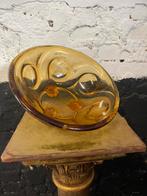 Vintage antieke glazen schaal amber persglas circels, Antiek en Kunst, Ophalen of Verzenden