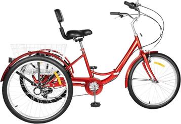 HOARLICN Adult Folding Tricycle 24 Inch 7 Speed Shopping Bas beschikbaar voor biedingen