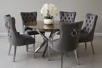 Luxe ronde eettafel + 4 stijlvolle stoelen, Rond, Nieuw, Ophalen of Verzenden, 100 tot 150 cm