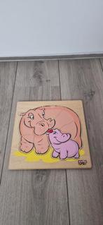 Houten Puzzel Nijlpaarden eco fun, 2 tot 4 jaar, 10 tot 50 stukjes, Ophalen of Verzenden, Zo goed als nieuw